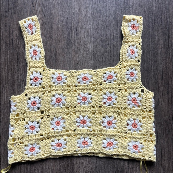 Altar'd State Yellow Floral Crochet Tank Top - Picture 5 of 5